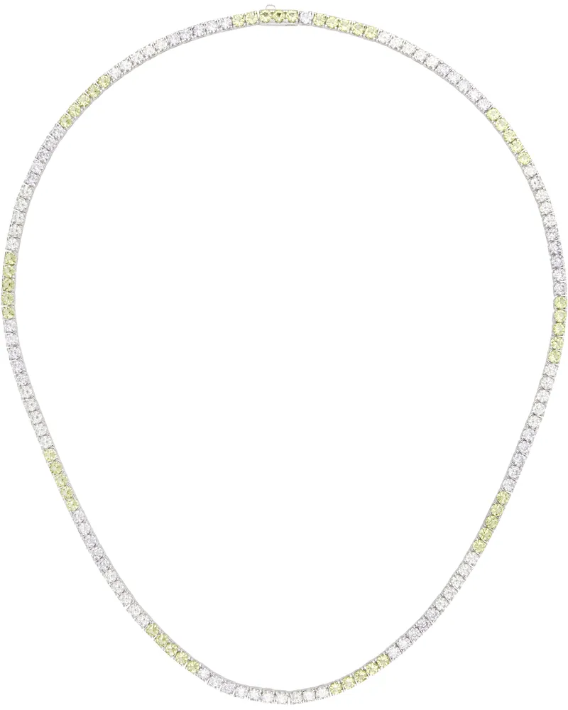 Hatton Labs Silver Classic Tennis Chain Necklace Lime