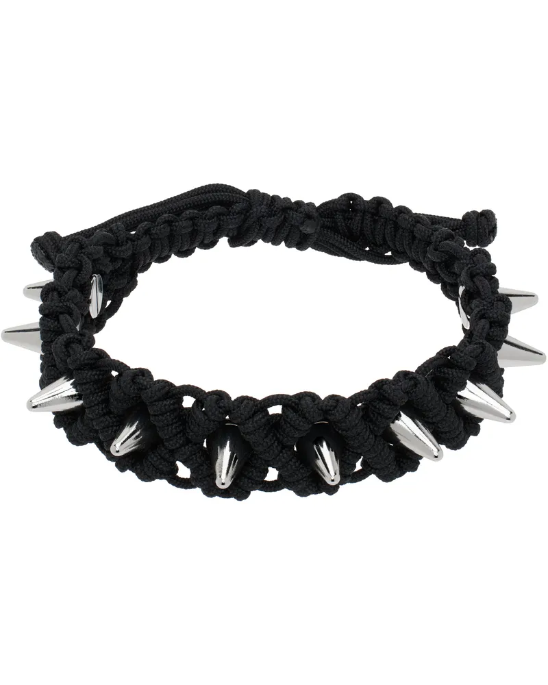 WE 11 DONE Black Handmade Studded Noeud Bracelet Black