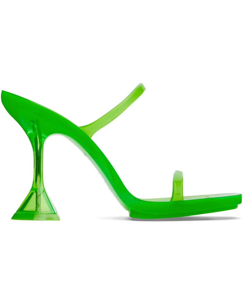 Amina Muaddi Green Brito Slipper Heeled Sandals Fluo