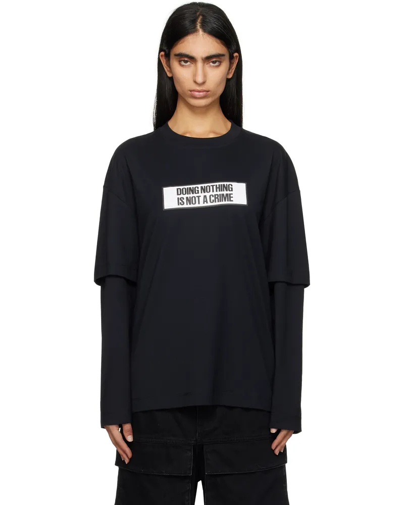 Études Studio Black 'Not A Crime' Double Sleeves T-shirt Black