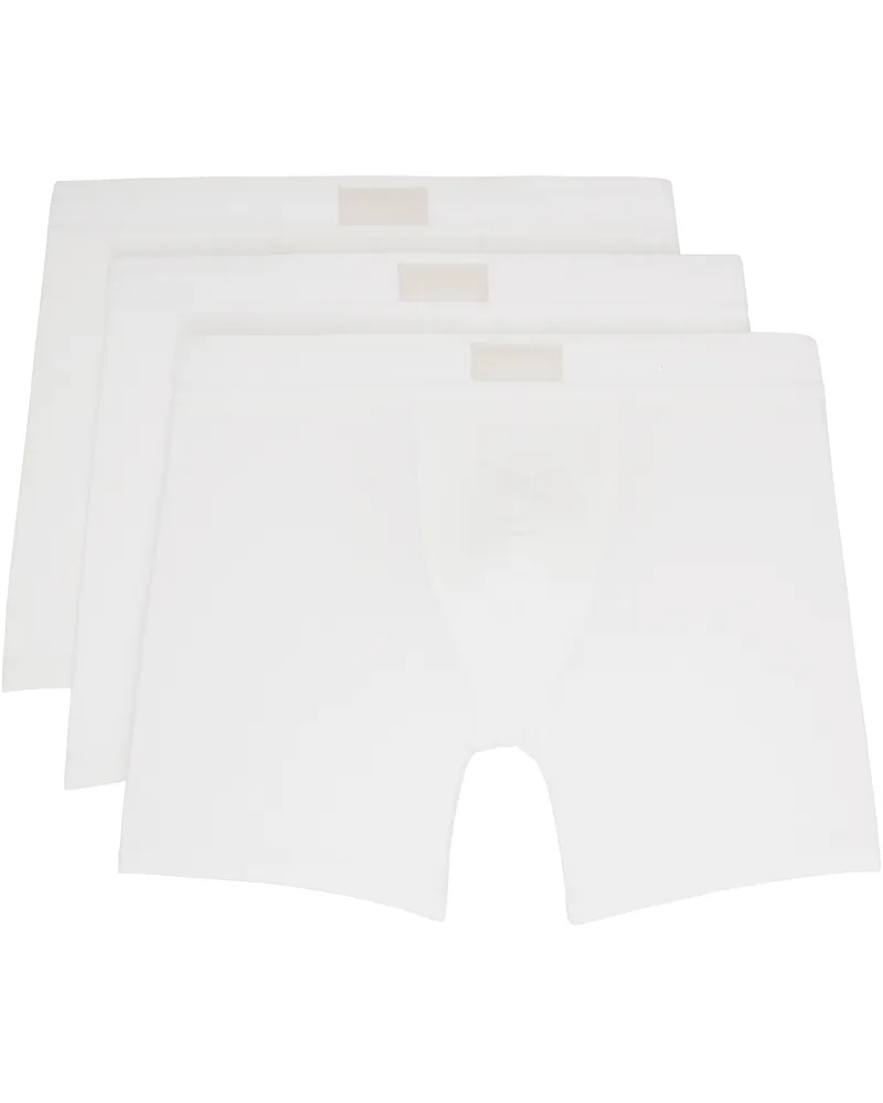 SKIMS Three-Pack White SKIMS Cotton 5 Boxer Briefs Chalk