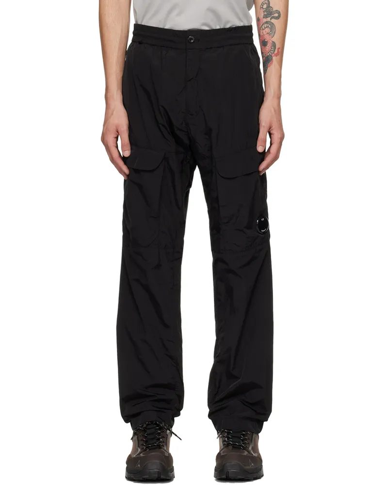 C.P. Company Black Garment-Dyed Cargo Pants 999