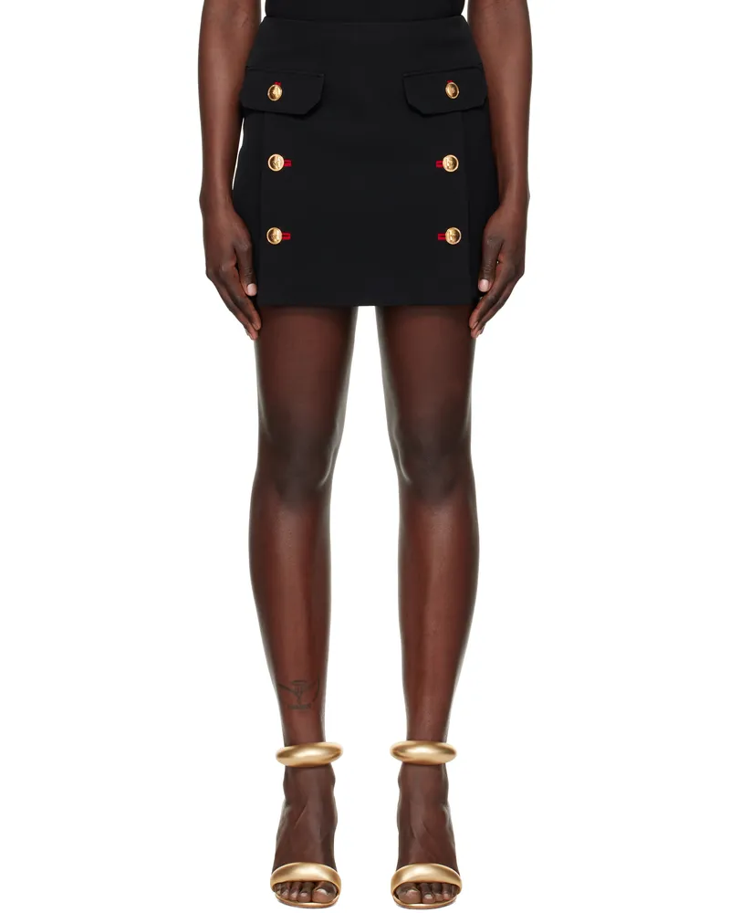 Versace Black Wool Gabardine Miniskirt 1b000
