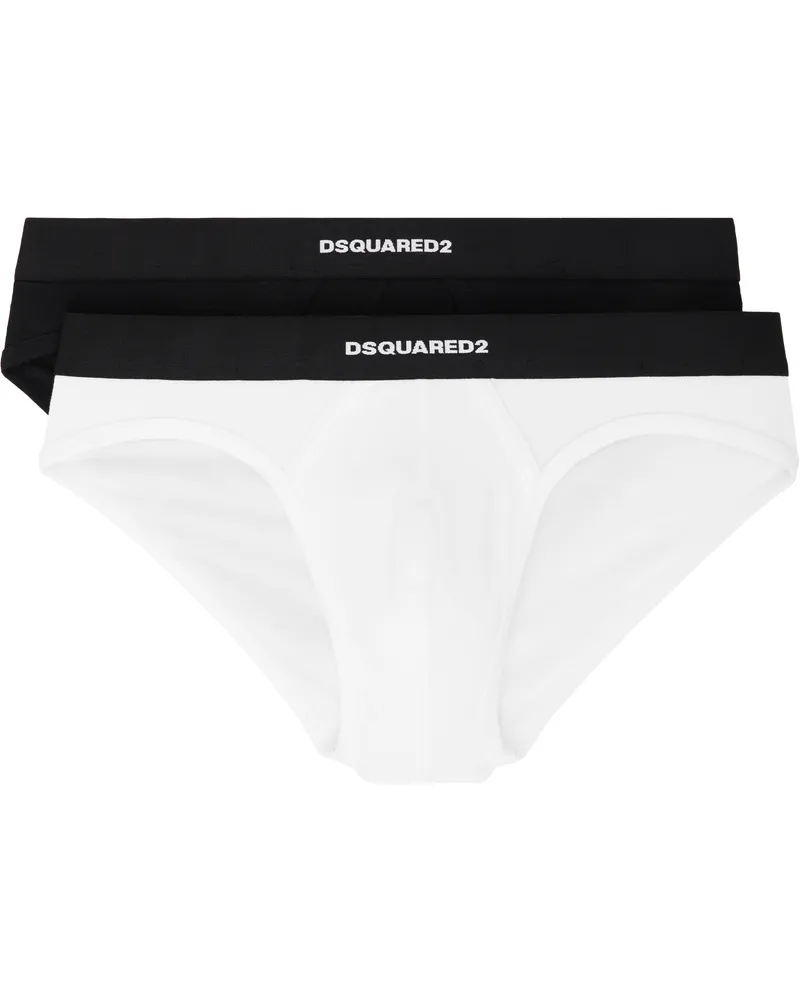 Dsquared2 Two-Pack Black & White Stretch Cotton Briefs 010