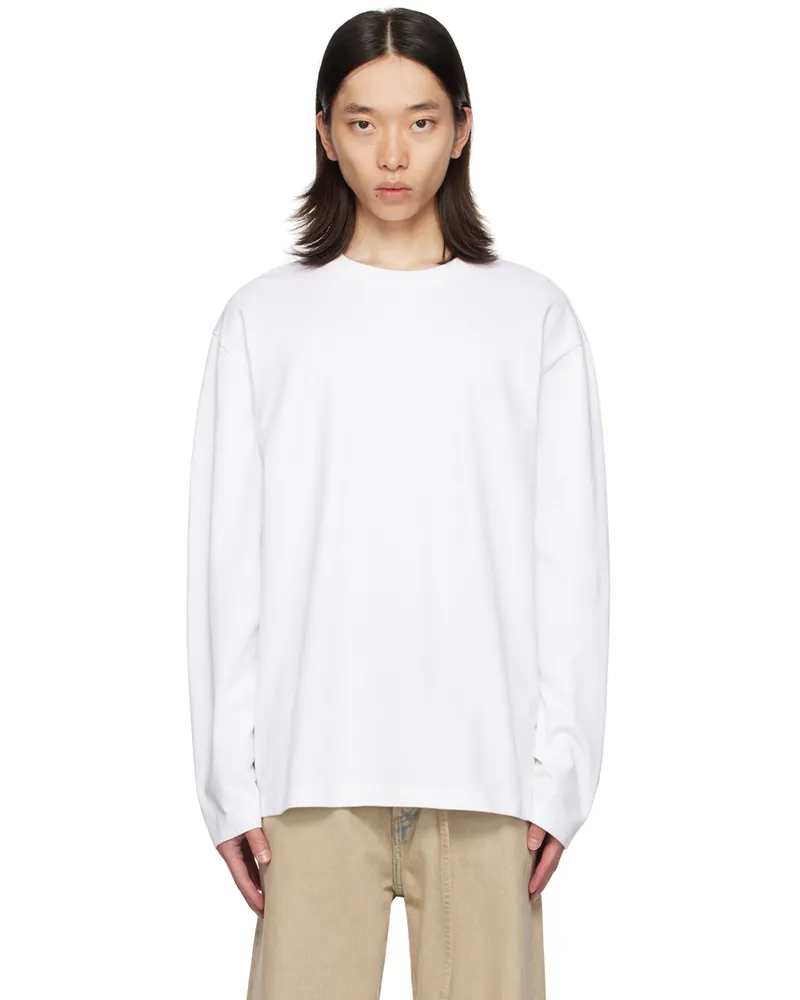 Róhe White Oversized Long Sleeve T-Shirt 100