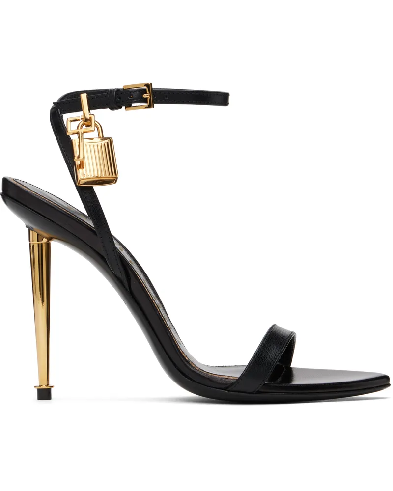 Tom Ford Black Padlock Pointy Naked Heeled Sandals 1n001