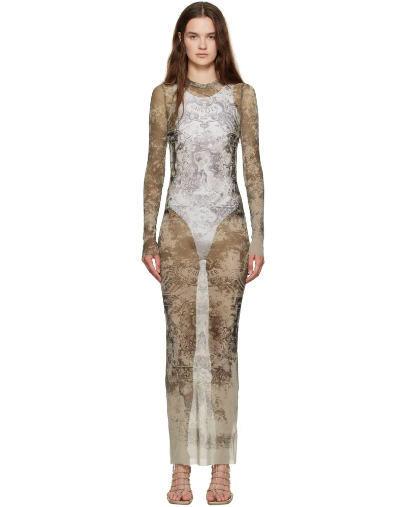 Jean Paul Gaultier Beige 'The Long Médaillon' Maxi Dress 6965