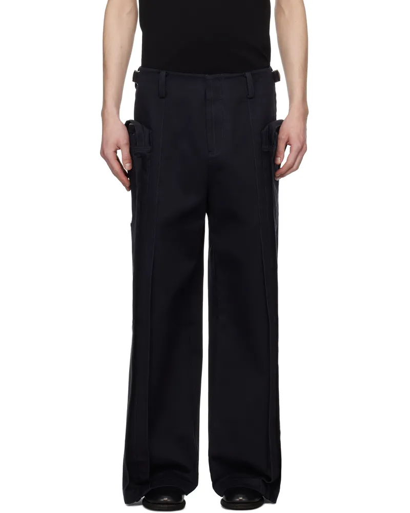 Fax Copy Express Black Vertical Pocket Cargo Pants Black