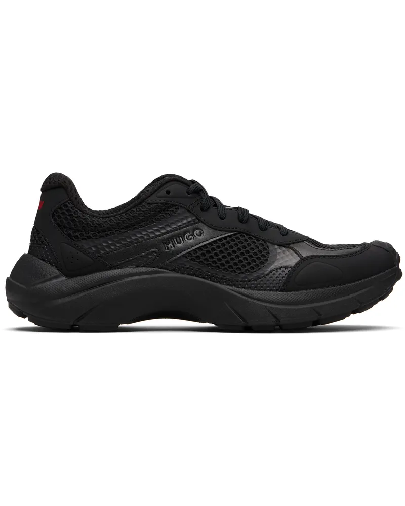 HUGO BOSS Black Mesh & Faux-Leather Sneakers 003-black