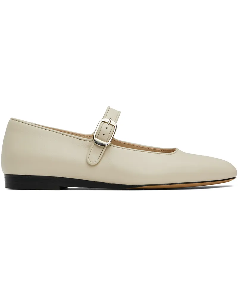 Le Monde Béryl Off-White Leather Mary Jane Ballerina Flats Ecr