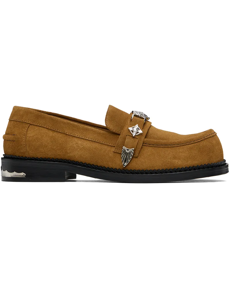 Toga SSENSE Exclusive Tan Suede Loafers Chocolate