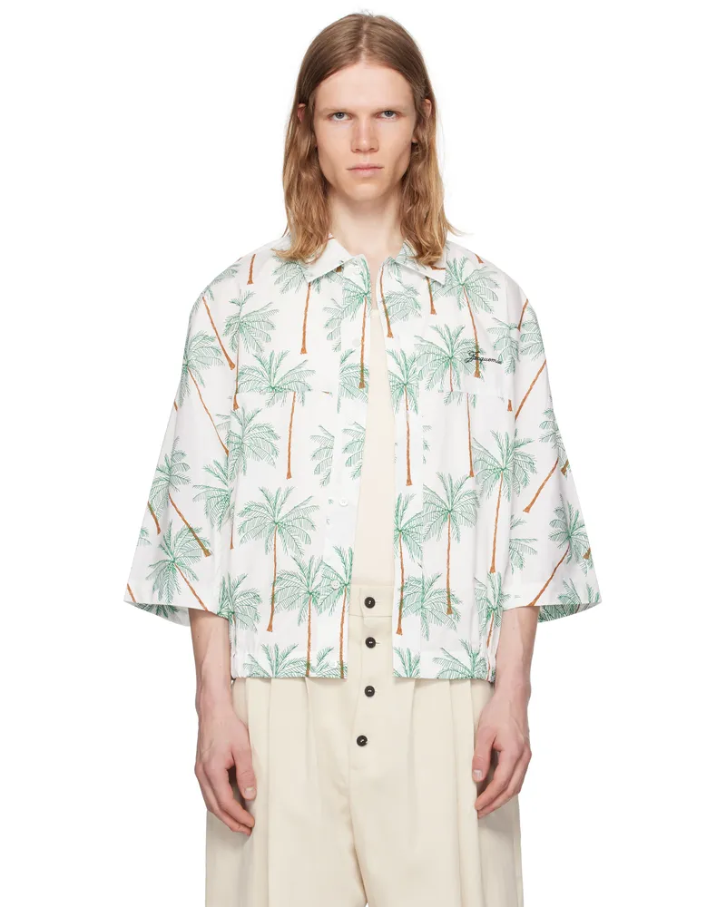 Jacquemus White & Green La Croisière 'The Canevas short-sleeve' Shirt 9by
