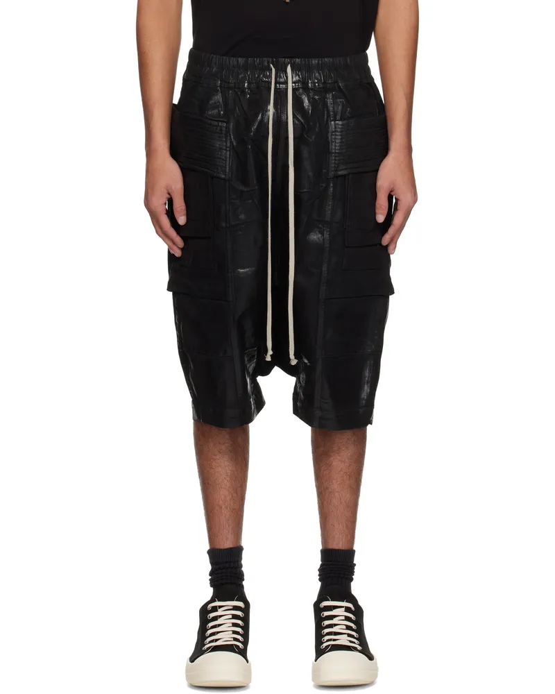 DRKSHDW by Rick Owens Black Hollywood Creatch Cargo Pods Denim Shorts 09