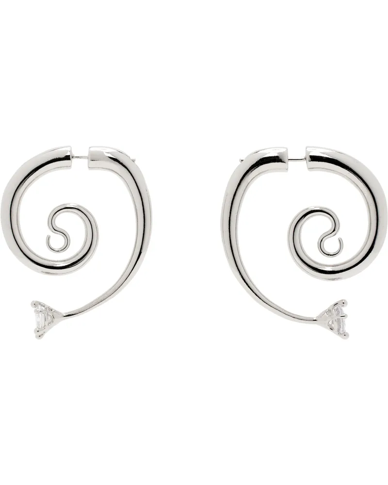 PANCONESI Silver Diamanti Serpent Earrings Brass