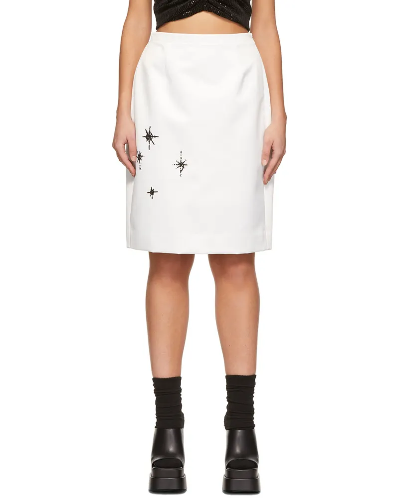 WE 11 DONE White Sequin Midi Skirt White