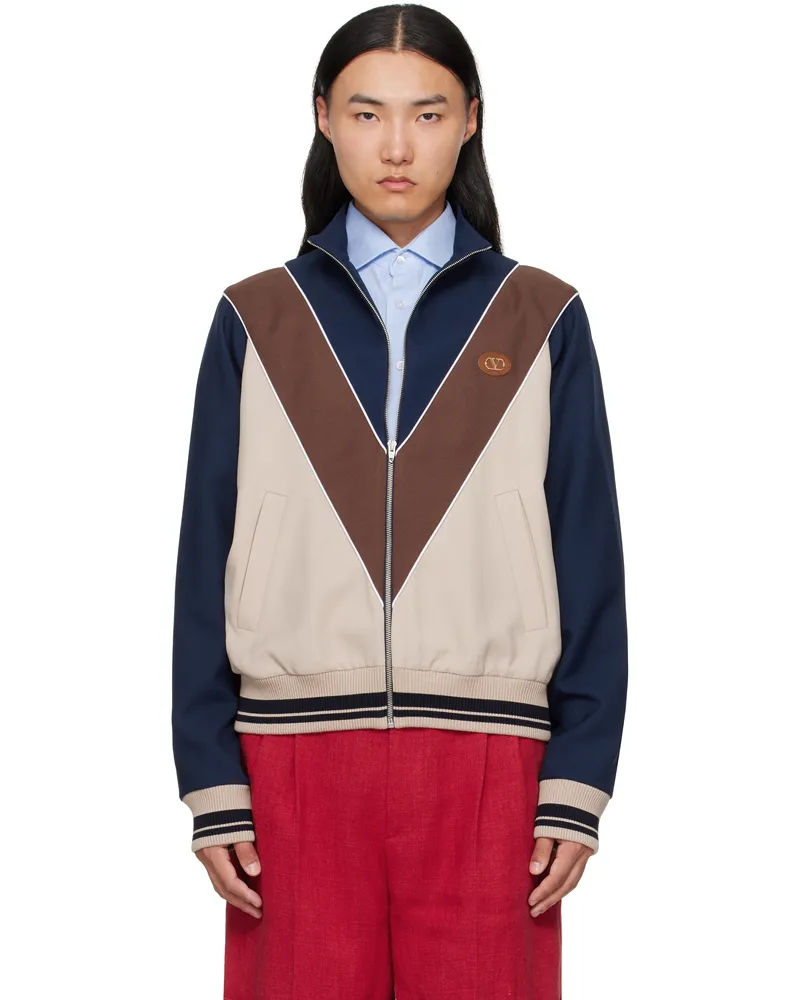 Valentino Garavani Navy VLogo Patch Zip Jacket Cpu