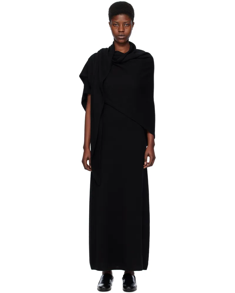 Totême Black Shawl Maxi Dress 001