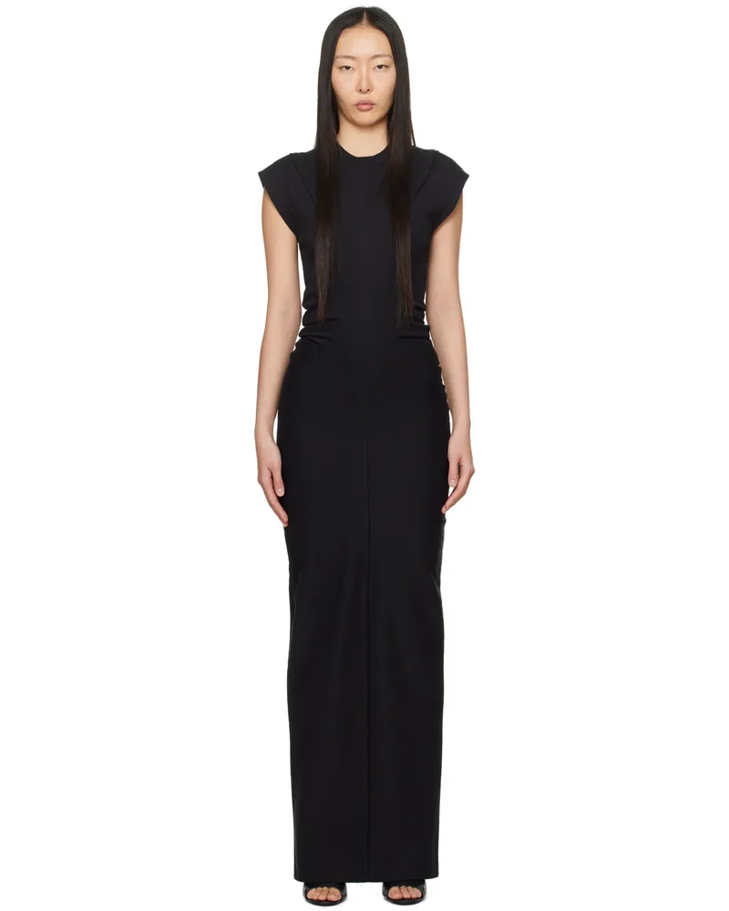 Alexander Wang Black Draped Maxi Dress 001