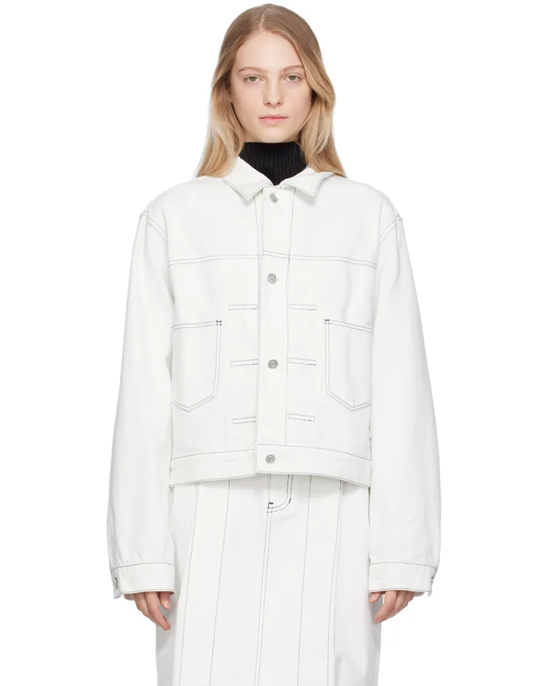 WE 11 DONE White Tucked Denim Jacket Ice