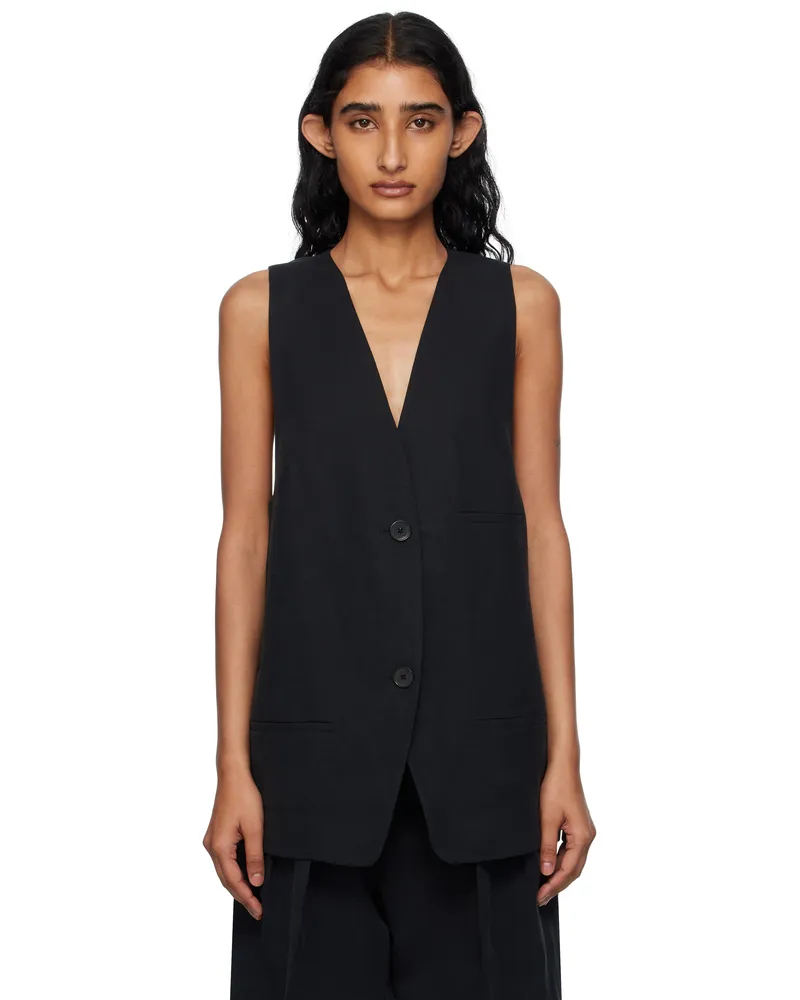 FRANKIE Shop Black Melrose Linen Vest 100