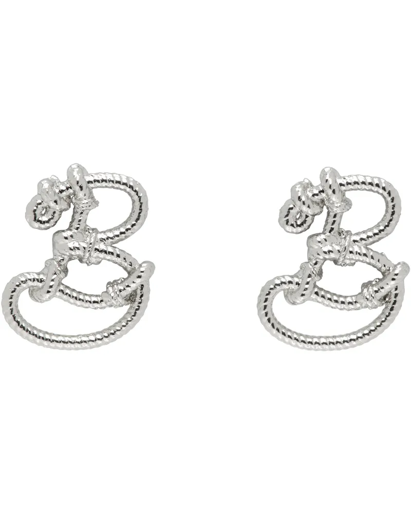 Burberry Silver Small Nautical Knot Stud Earrings Silver