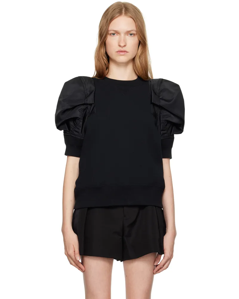 Sacai Black Paneled Sweatshirt 001