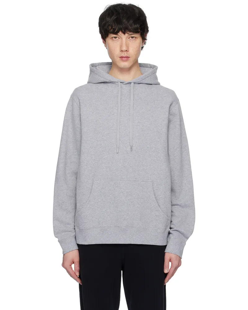 Sunspel Gray Loopback Hoodie Grey