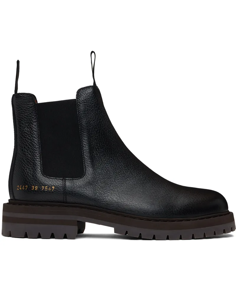 Common Projects Black Workboot Chelsea Boots 7547