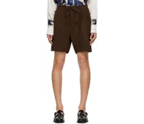 Brown Drawstring Leather Shorts