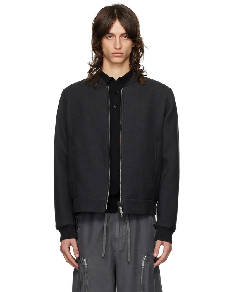 Dries van Noten Gray Wool Bomber Jacket 901