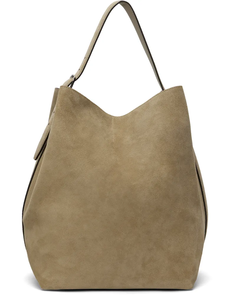Totême Taupe Belted Suede Tote Desert