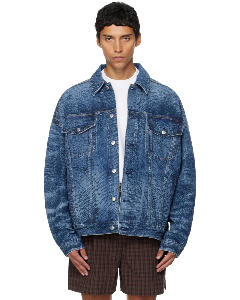 Alexander Wang Blue Graffiti Oversized Denim Trucker Jacket 473