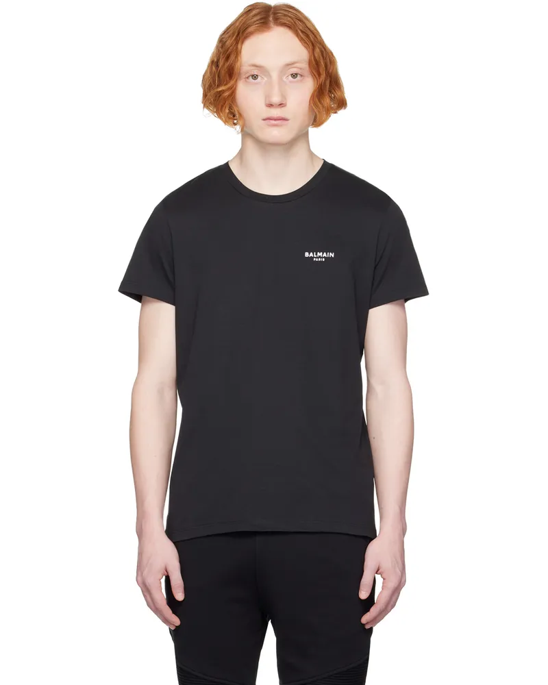 Balmain Black Flocked T-Shirt Eab