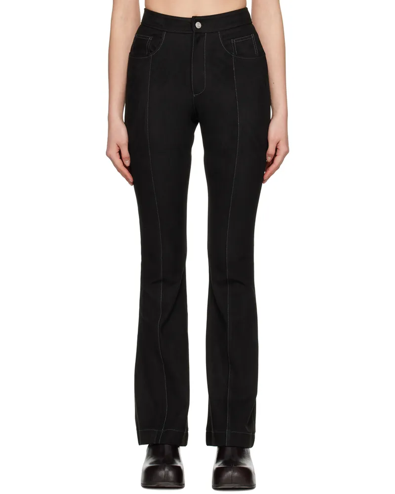 Andersson Bell Black Paneled Faux-Leather Trousers Black