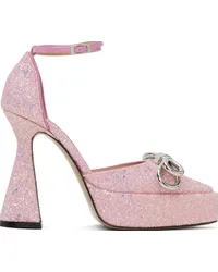 Mach & Mach Pink Double Bow Platform Heels Pink