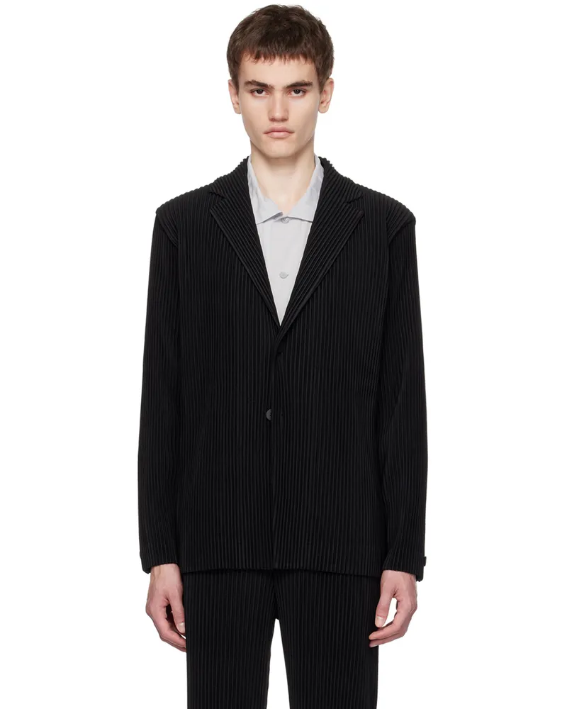 Issey Miyake Black Tailored Pleats Blazer 15-black