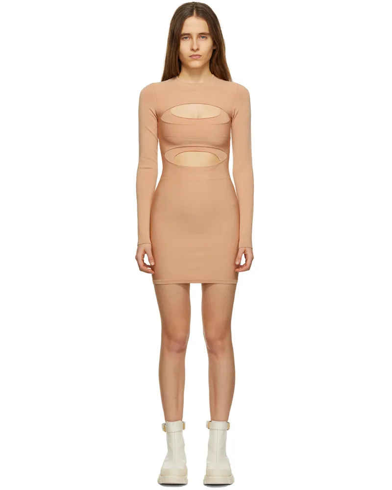 Dion Lee Tan Double Hosiery Mini Dress Desert