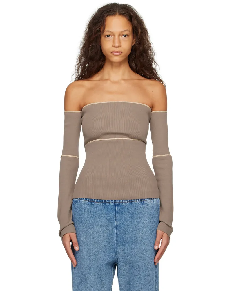 Maison Margiela Taupe Off-The-Shoulder Blouse 816