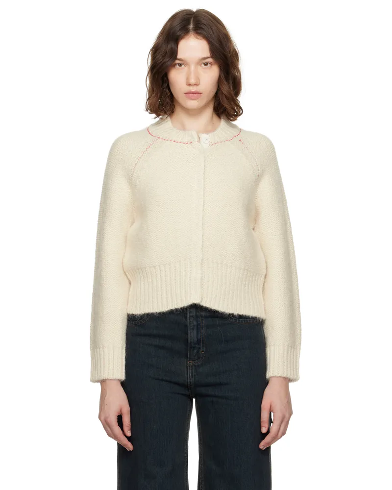 Eckhaus Latta Off-White Fisherman's Bomber Cardigan Egret