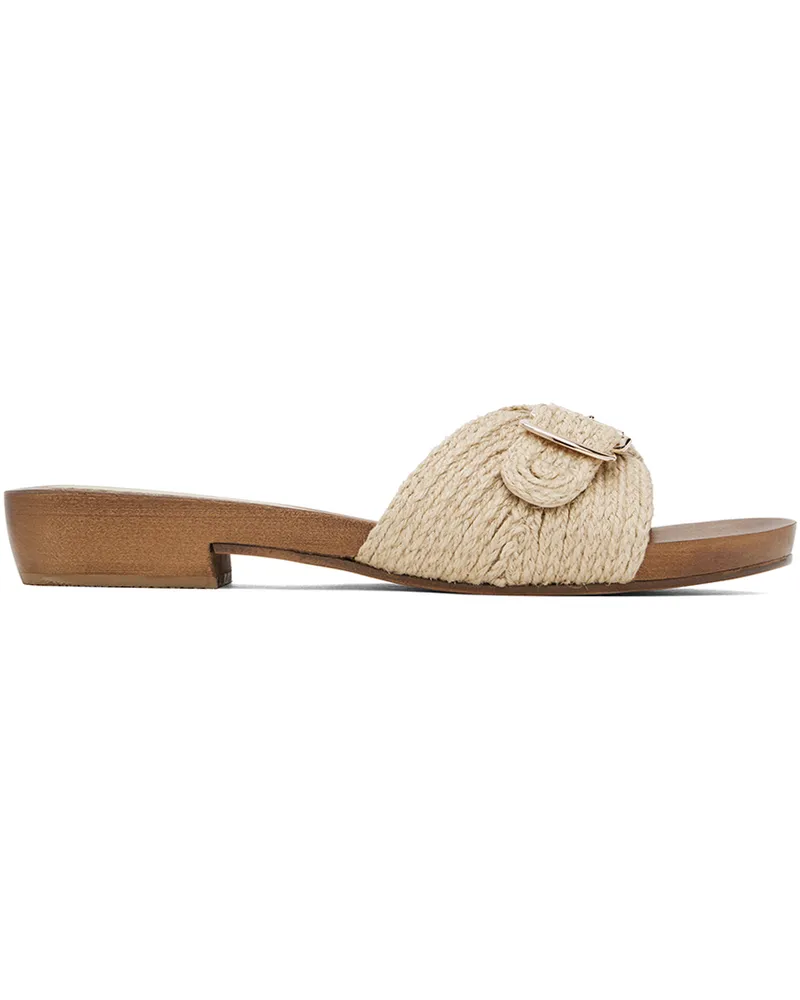 Gabriela Hearst Beige Clover Slide Sandals Crm