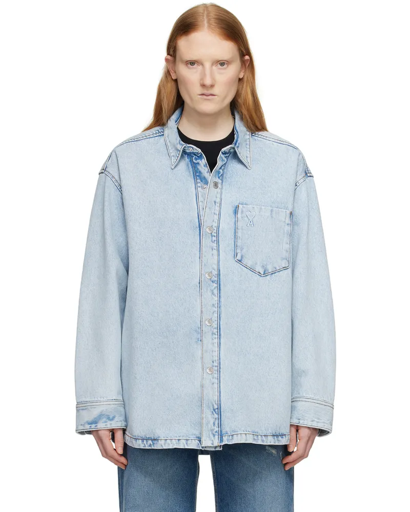 AMI Paris Blue Ami de Cœur Denim Jacket Bleu