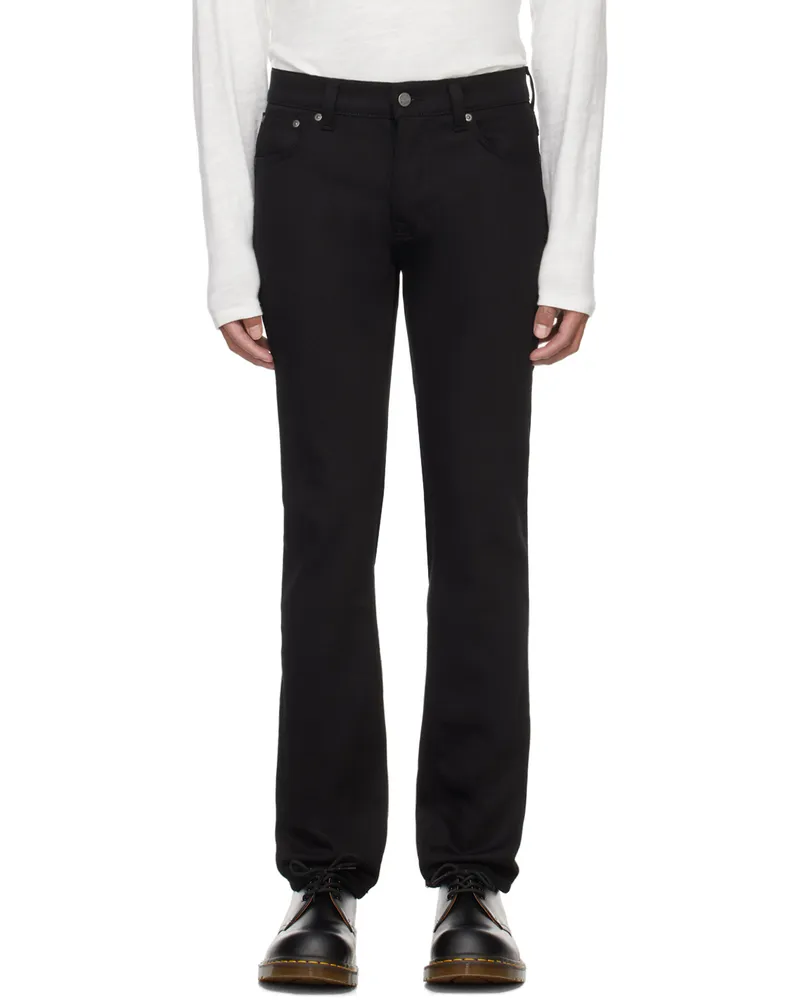 Nudie Jeans Black Grim Tim Jeans Dry