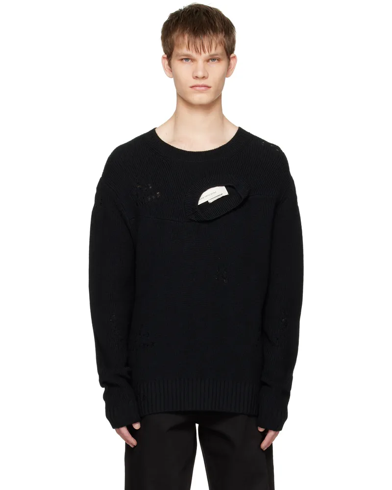 Feng Chen Wang Black Distressed Sweater Black