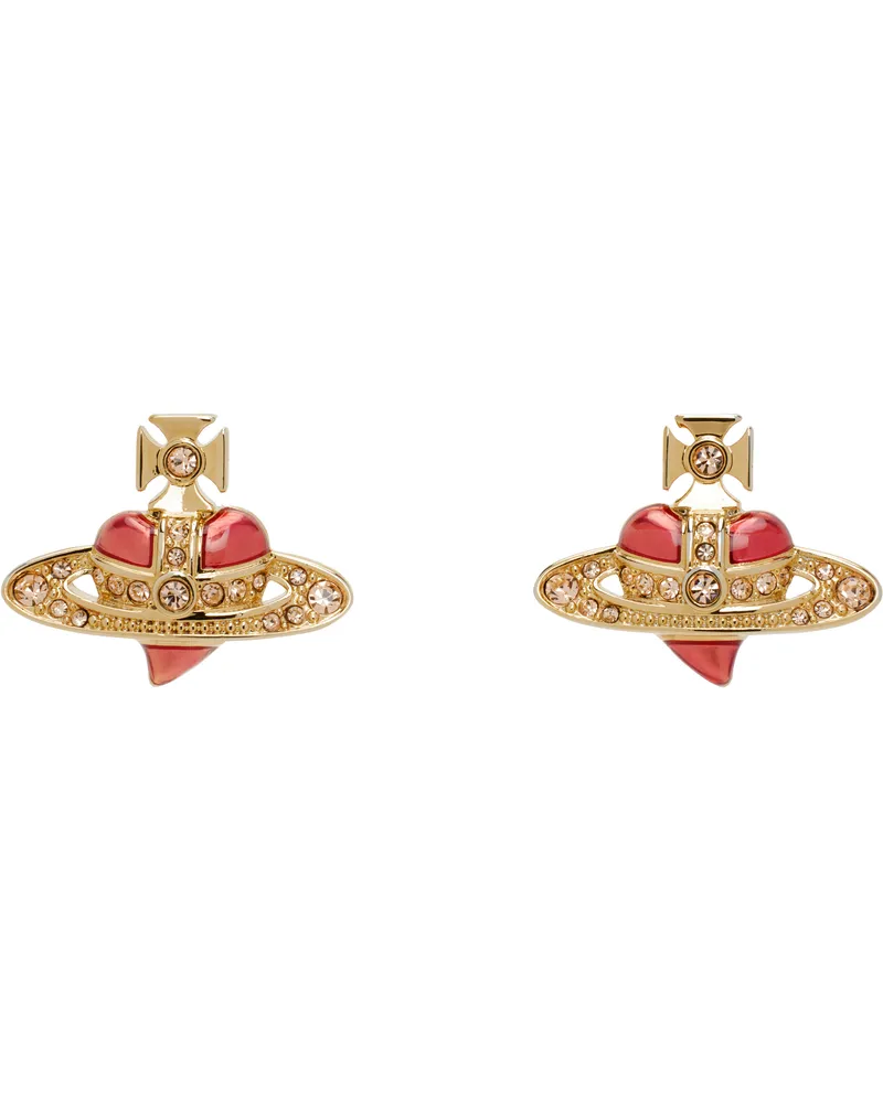 Vivienne Westwood Gold New Diamante Heart Earrings R856
