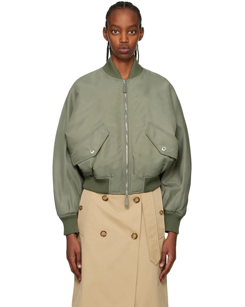 Burberry Green Zip Bomber Jacket Green