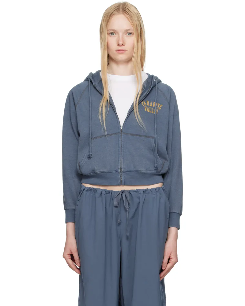 SKIMS Blue Lightweight Fleece Zip Up Hoodie Harbor