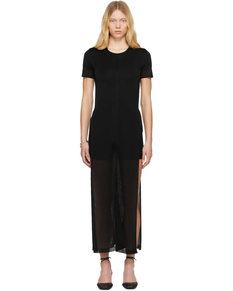 Christophe Lemaire Black Column Slits Midi Dress Bk999