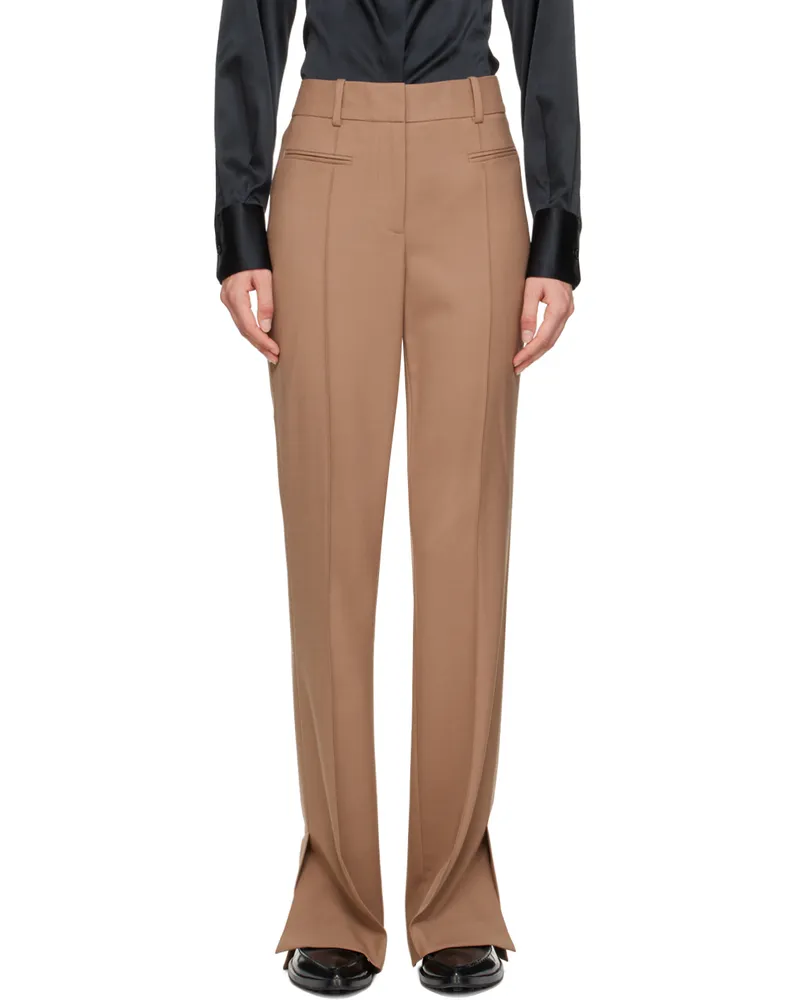 Helmut Lang Beige Flared Trousers Dune