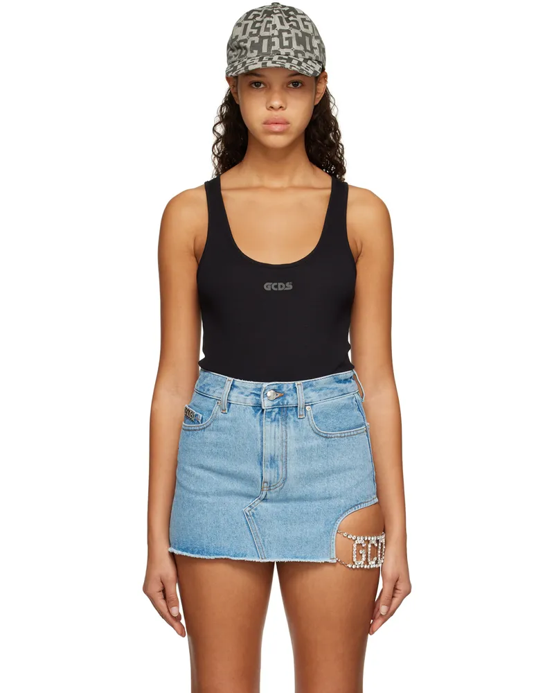 GCDS Black Scoop Neck Bodysuit Black