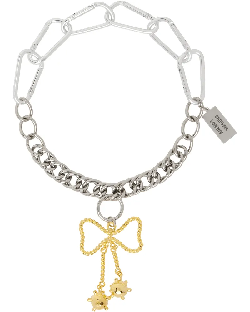 CHOPOVA LOWENA Silver Mace Bow Necklace Multi